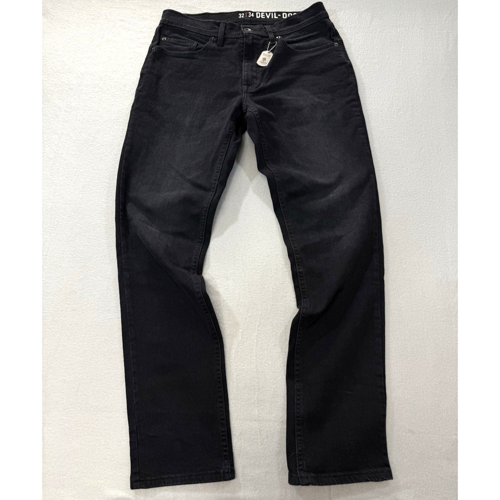 DEVIL-DOG Mens 32x34 The Original Athletic Tapered Leg Jeans Black Dog Tag